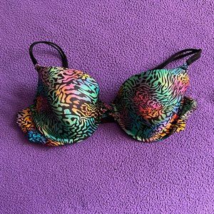 Victoria's Secret Demi Bra Rainbow Animal Print Leopard Tie Dye - 38C